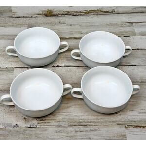 Graham Marquis Design Line Set of 4 Two Handle Soup Bowls White EUC Elegant
